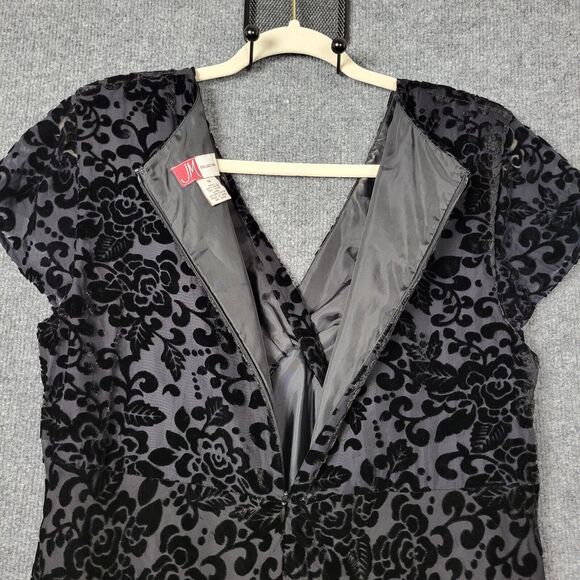 JM COLLECTION Black Burnout Velvet Babydoll Whimisigoth Long Maxi Dress SIZE 14 - Picture 6 of 13